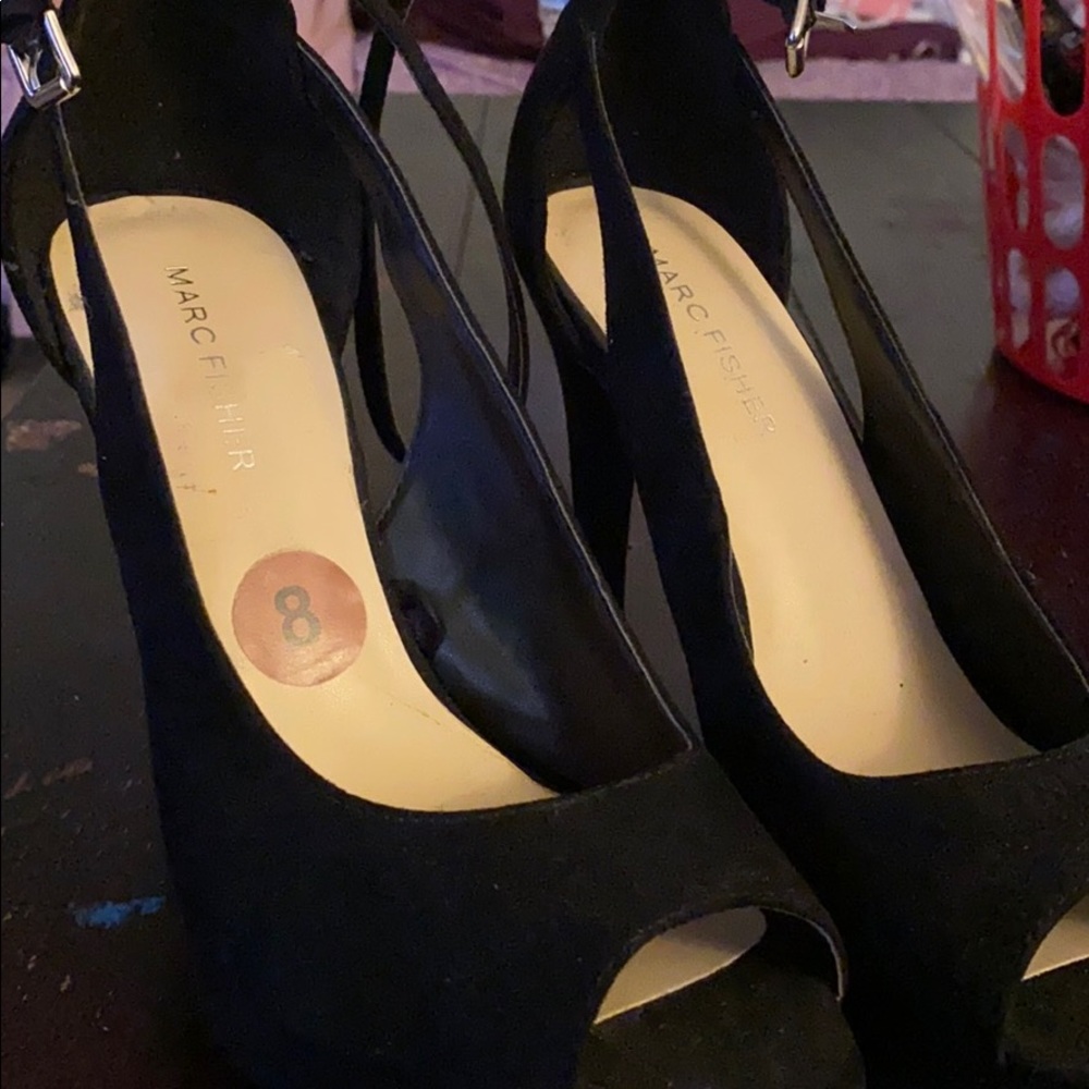 black high heels with strap